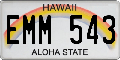 HI license plate EMM543