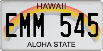 HI license plate EMM545