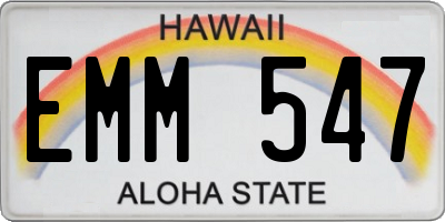 HI license plate EMM547