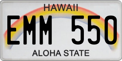 HI license plate EMM550