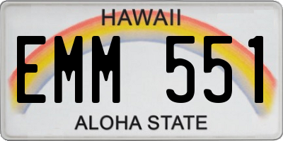 HI license plate EMM551