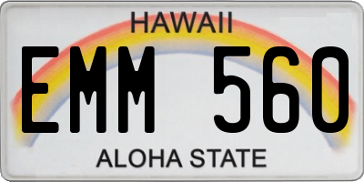 HI license plate EMM560