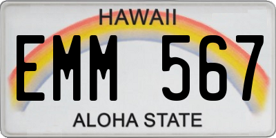 HI license plate EMM567