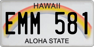 HI license plate EMM581