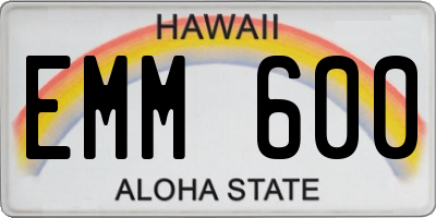 HI license plate EMM600