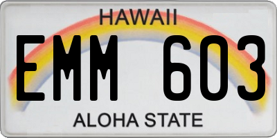 HI license plate EMM603