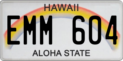 HI license plate EMM604