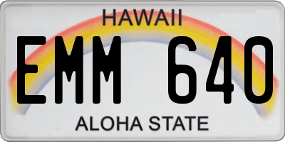 HI license plate EMM640