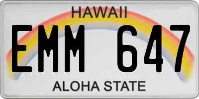 HI license plate EMM647