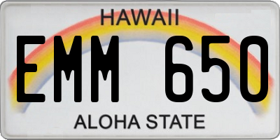 HI license plate EMM650
