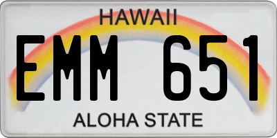 HI license plate EMM651