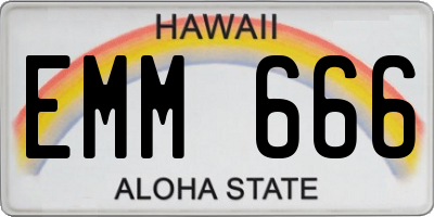 HI license plate EMM666