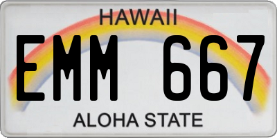 HI license plate EMM667