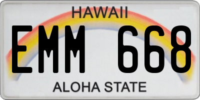 HI license plate EMM668