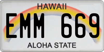 HI license plate EMM669