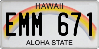 HI license plate EMM671