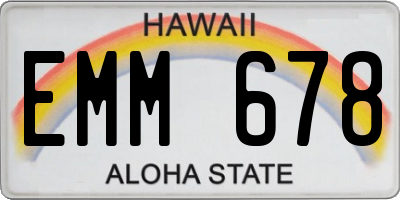 HI license plate EMM678
