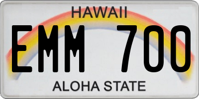 HI license plate EMM700