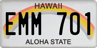HI license plate EMM701