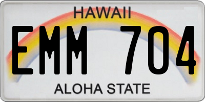 HI license plate EMM704