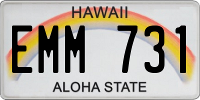 HI license plate EMM731
