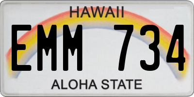 HI license plate EMM734