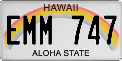 HI license plate EMM747