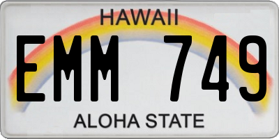 HI license plate EMM749