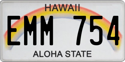 HI license plate EMM754