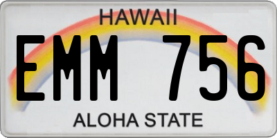 HI license plate EMM756