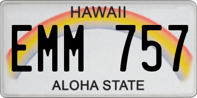 HI license plate EMM757