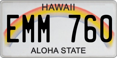 HI license plate EMM760
