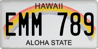 HI license plate EMM789