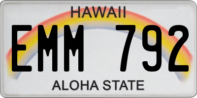 HI license plate EMM792