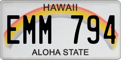 HI license plate EMM794