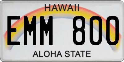 HI license plate EMM800