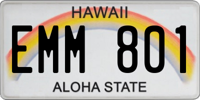 HI license plate EMM801