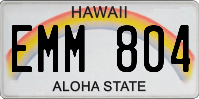 HI license plate EMM804