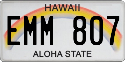 HI license plate EMM807