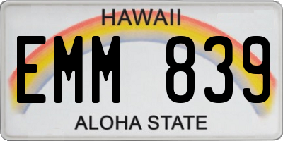 HI license plate EMM839