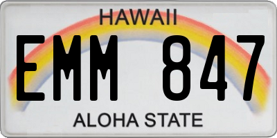 HI license plate EMM847