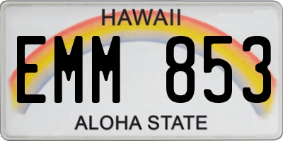 HI license plate EMM853