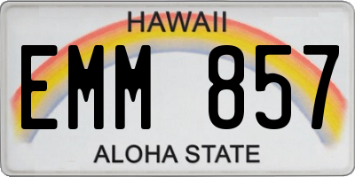 HI license plate EMM857