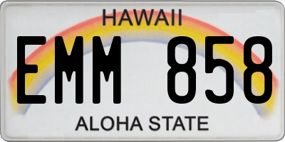 HI license plate EMM858