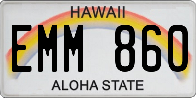 HI license plate EMM860