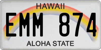 HI license plate EMM874