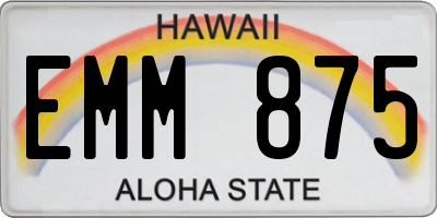 HI license plate EMM875