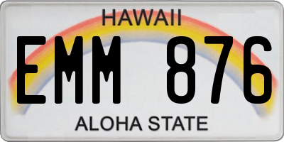 HI license plate EMM876