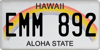 HI license plate EMM892
