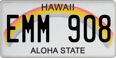 HI license plate EMM908